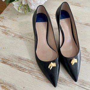 Stuart Weitzman Black Pumps with Gold Metal Adornment WORN ONCE